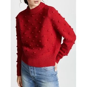 Red Textured Women's Turtleneck Sweater